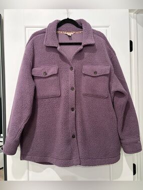 Purple Sherpa Shacket Jacket - Women